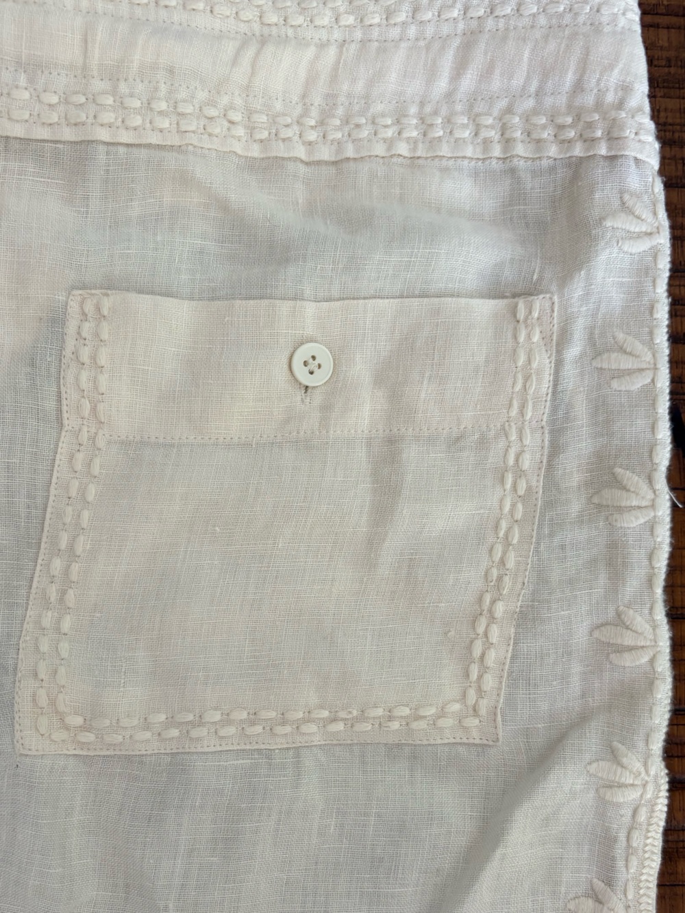 Tommy Bahama Women's White Wide Leg Embroidered Linen Pants NWT 10 - Picture 7 of 8